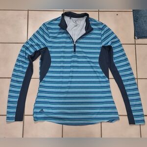 Adidas HEAT.RDY 1/4 Zip Long Sleeve Running Top Blue Striped XS